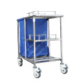 Waterproof Bag Mobile Nursing Cart Patient Room Cleaning Dirty Mobile Stainless Steel Hospital Trolley